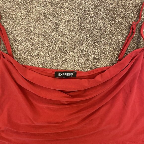 Express Women's Cowl Neck Cropped Cami Spaghetti Straps Pink Top Size XL NWT $44 - Picture 6 of 16